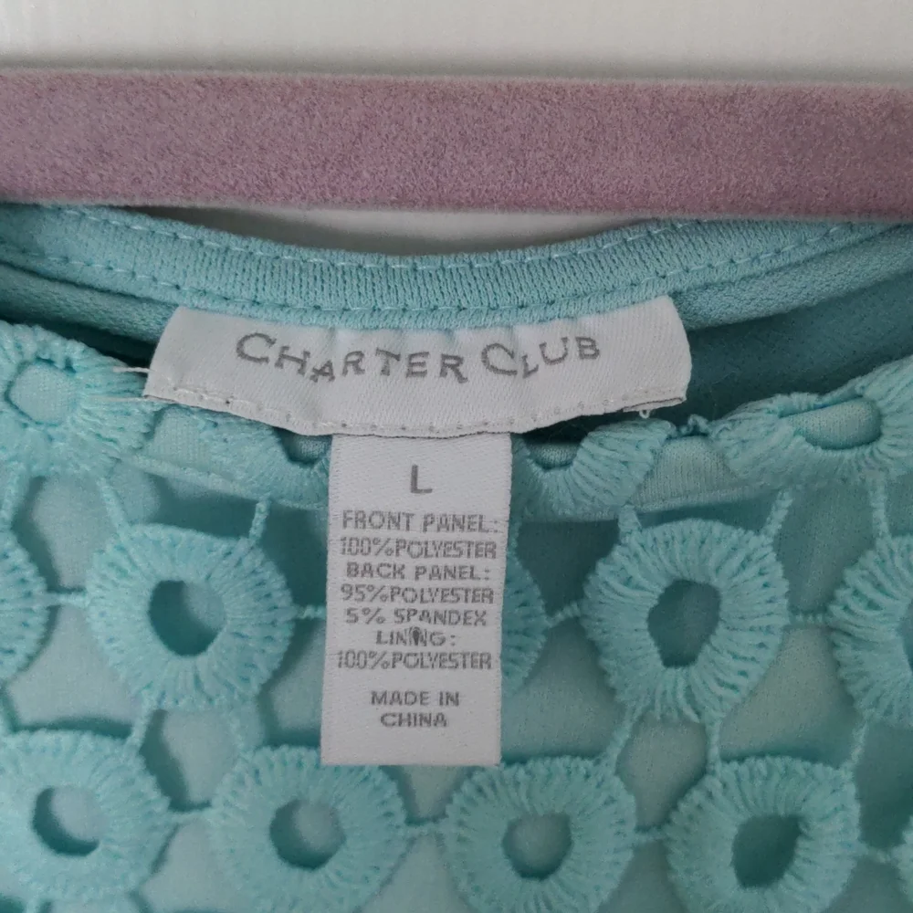 Aqua Mixed Media Blouse (like new) - Picture 4 of 5